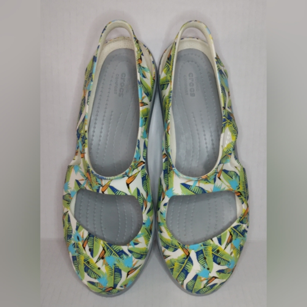 Crocs Swiftwater Wave Tropical Volt Green Sandal Shoes Rare Womens Size 6